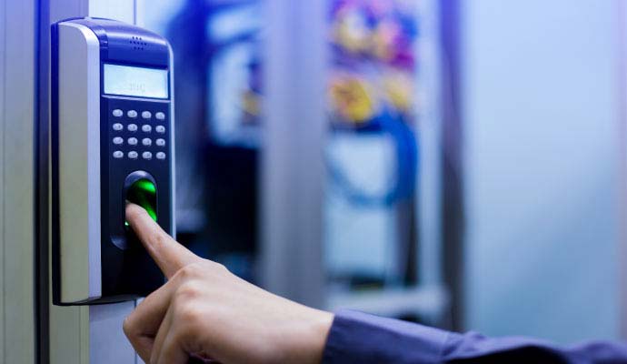 A person using biometric reader system
