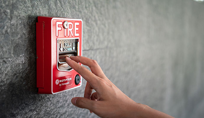 Activating Emergency Fire Alarm Pull Box