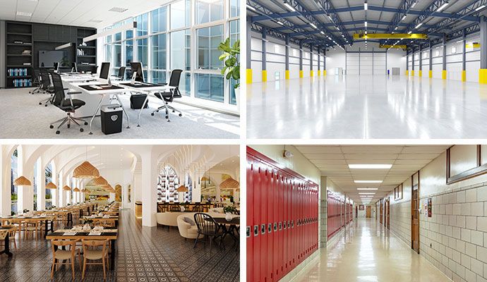 Commercial office warehouse restaurant and school