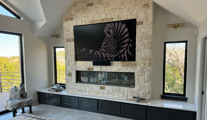 Custom TV installed and mounted on the wall