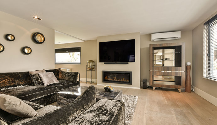 Living room media setup with installed TV