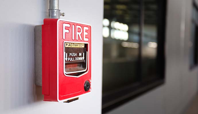 Red manual fire alarm pull station