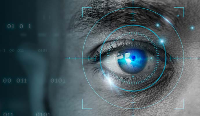 Illustration of a retina scanner showing biometric eye recognition
