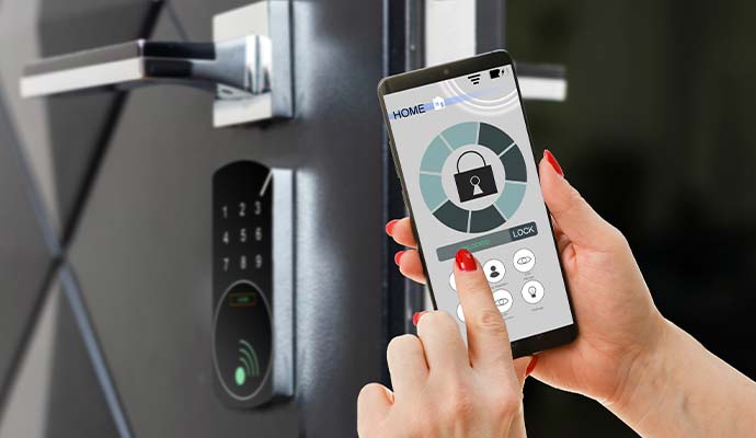 Smartphone app controlling smart door lock