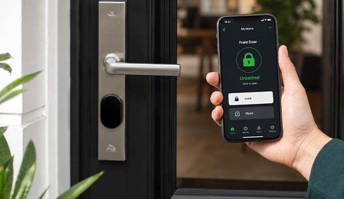 Smartphone app unlocking front door