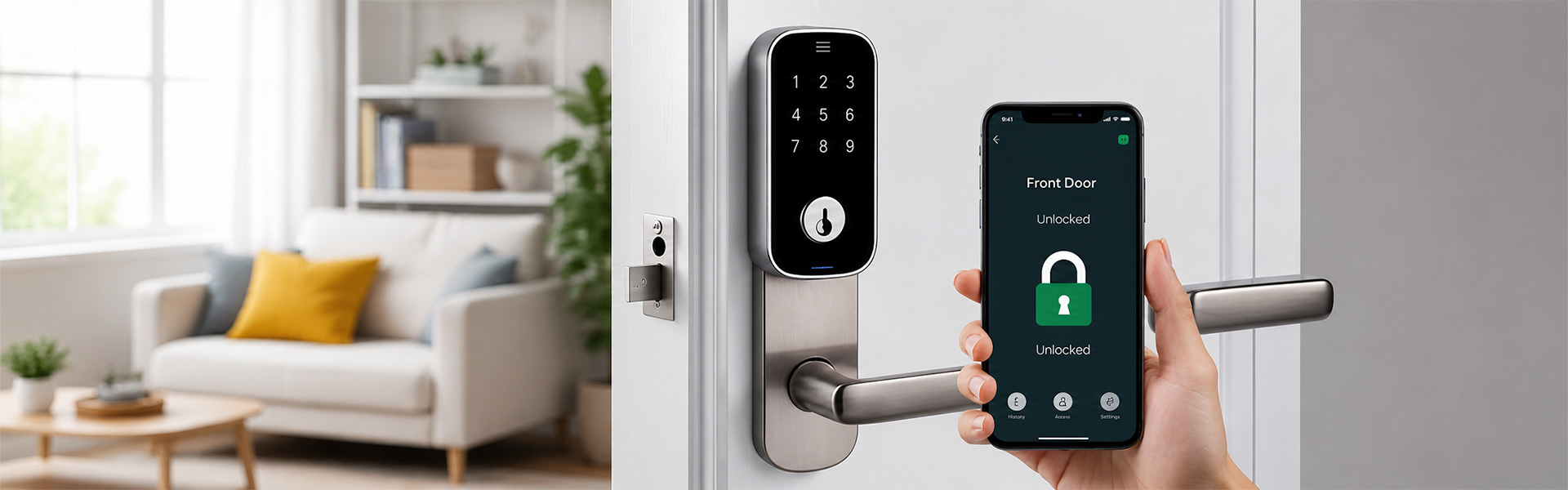 Smartphone unlocking smart door lock