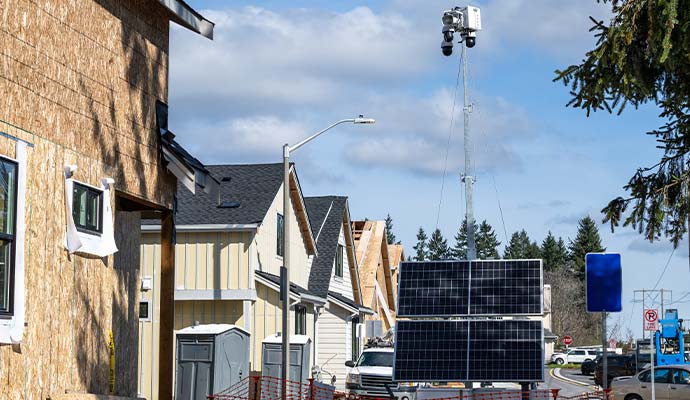 Solar mobile surveillance unit deployed at commercial site